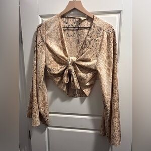 Peach Love California Beige Snake Print Blouse